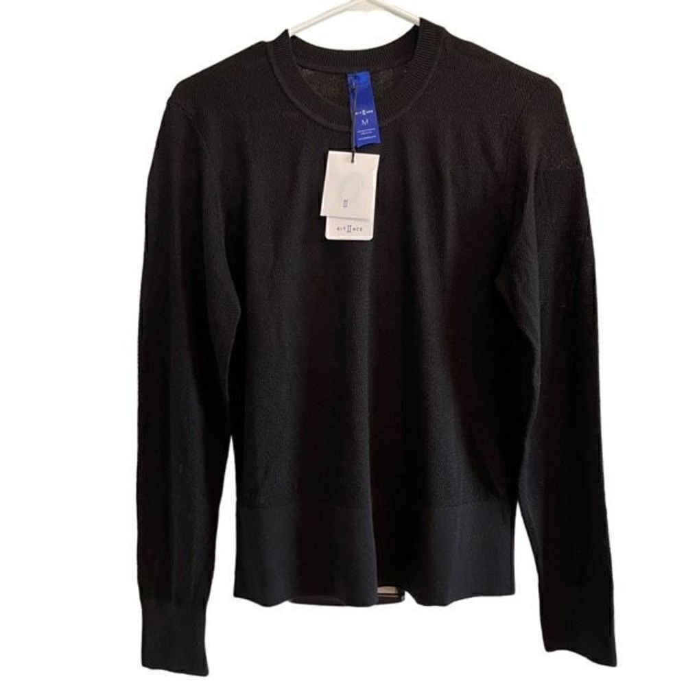 Kit and Ace Sweater Womens M Breeze Through Crew Cashmere Silk Black Luxe NWT